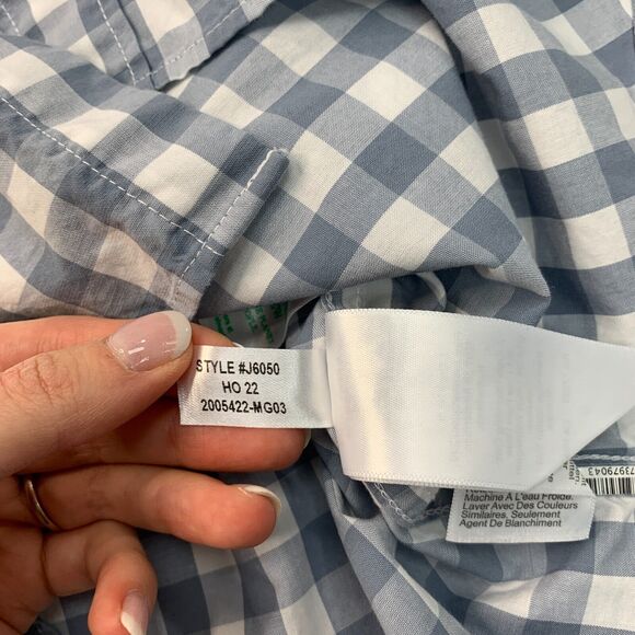 J Crew Slim Shirt Mens L Large Slate White Gingham Plaid Flex Washed Cotton - Picture 7 of 10